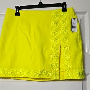 Crown & Ivy Yellow Bright Embellished Mini Pencil Skirt
